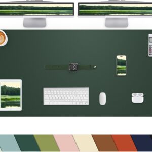 Desk mat Large, Leather Desk Pad Protector,Office Desk Mat,Mouse Pad, Non-Slip Desk Blotter, Laptop Desk Pad, Waterproof Desk Writing Pad for Office&Home (Dark Green, 48" x 24")