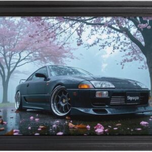HouLaiZhe JDM Car Desk Mats Sports Car Sup Cherry Blossoms Tree Thick Fog Gaming Mouse Pads Desk Pads Large Mousepads for Desktop Keyboard Computer Mat24x16inch(60x40cm)