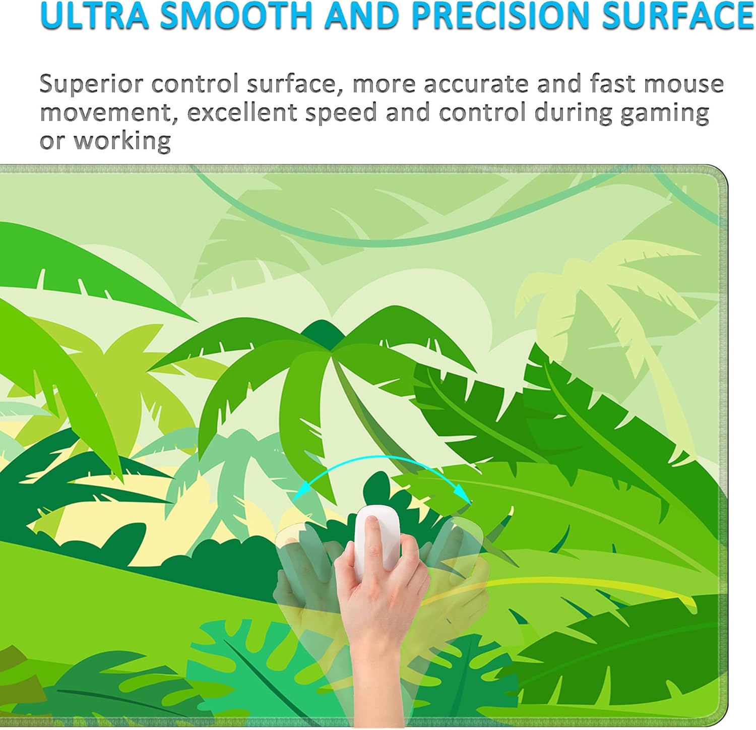 LL-COEUR Green Plant Extended Mouse Mat 51.2"x23.6"x0.12" Laptop Keyboard Pad with Non-Slip Rubber Base Long Desk Topper Mat for Gaming Office Home XL - Image 7