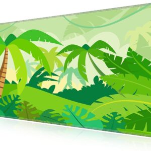 LL-COEUR Green Plant Extended Mouse Mat 51.2"x23.6"x0.12" Laptop Keyboard Pad with Non-Slip Rubber Base Long Desk Topper Mat for Gaming Office Home XL