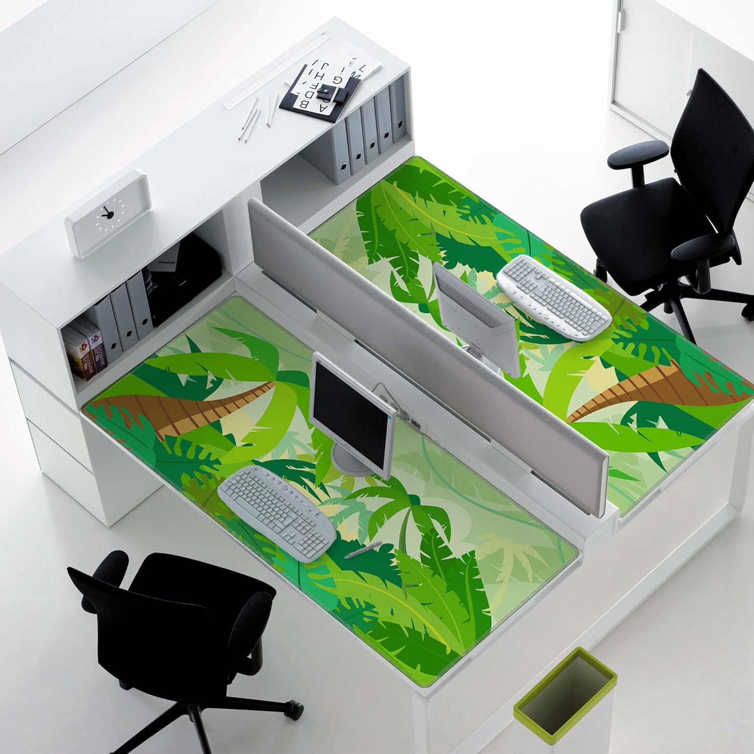 LL-COEUR Green Plant Extended Mouse Mat 51.2"x23.6"x0.12" Laptop Keyboard Pad with Non-Slip Rubber Base Long Desk Topper Mat for Gaming Office Home XL - Image 4