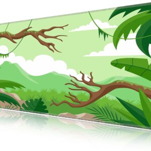 LL-COEUR Green Plant Extended Mouse Mat 55.1x23.6x0.12inch Laptop Keyboard Pad with Non-Slip Rubber Base Long Desk Topper Mat for Gaming Office Home L