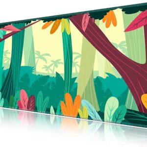 LL-COEUR Green Plant Extended Mouse Mat 55.1x23.6x0.12inch Laptop Keyboard Pad with Non-Slip Rubber Base Long Desk Topper Mat for Gaming Office Home