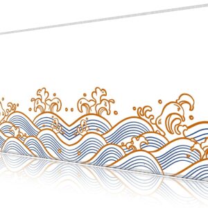 LL-COEUR Sea Wave Large Gaming Mouse Pad 55.1x23.6x0.12inch Long Computer Mouse Mat with Non-Slip Base Stitched Edges Office Desk Accessories Gifts XL