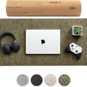 Nordik Large Felt Desk Mat \u2013 Timber Moss Green \u2013 35 x 17 inch \u2013 Computer Desk Mat \u2013 Keyboard and Mouse Pad \u2013 Large Desktop Felt Pad