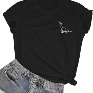 ROSEPARK Women Cute Dinosaur Graphic T-Shirts Teen Girls Funny Tees