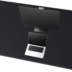 ZORESYN 63.0"x31.5" Leather Desk Pad Protector, Large Mouse Pad, Executive Computer Office Desk Mat, Non-Slip PU Leather Desk Blotter, Waterproof Desk Writing Pad for Office and Home (Black)