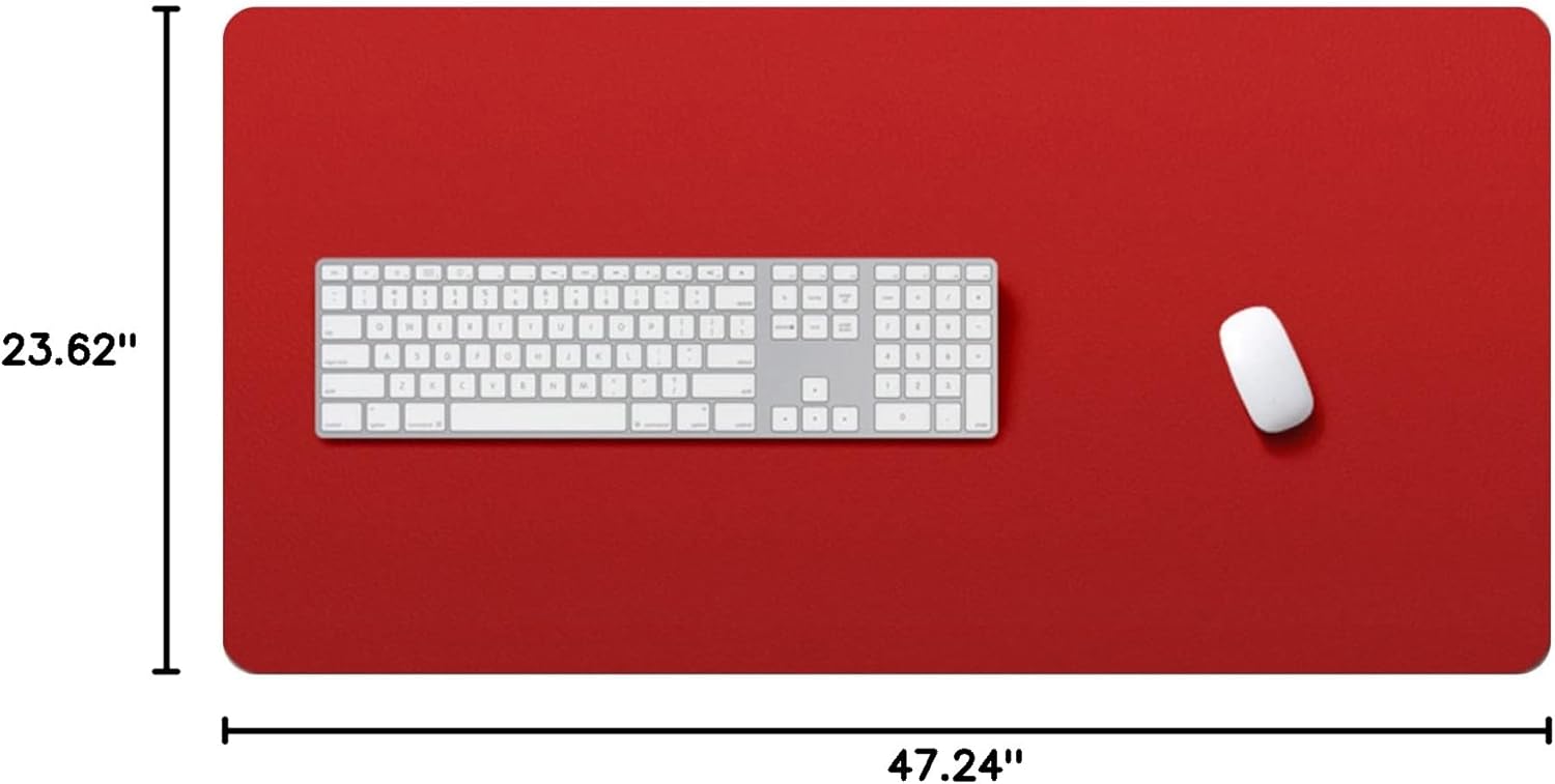 ZPEE Bicolor Mouse Mat Computer Gaming,Waterproof Leather Gaming Mouse Pad for Desk,Portable Table Mat for Laptop Large Size Writing Mat-Red 120x60cm - Image 2