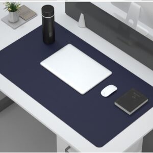 ZPEE Waterproof Pu Leather Desk Pad Protector,Extra Large Gaming Mouse Pad for Desk Computer Keyboard Mouse Pad for Desk Table Mat Mouse Mat-Dark Blue 120x50cm
